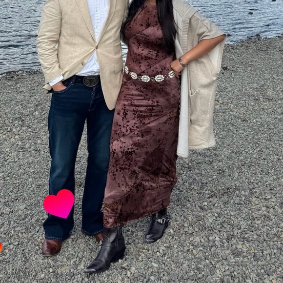 Floral Velvet Western Womens Dress - Picture 2 of 2